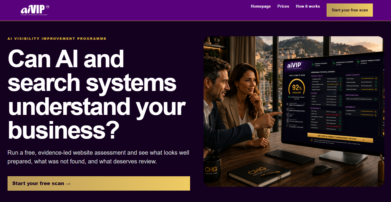 aiVIP AI visibility scanner for property developers